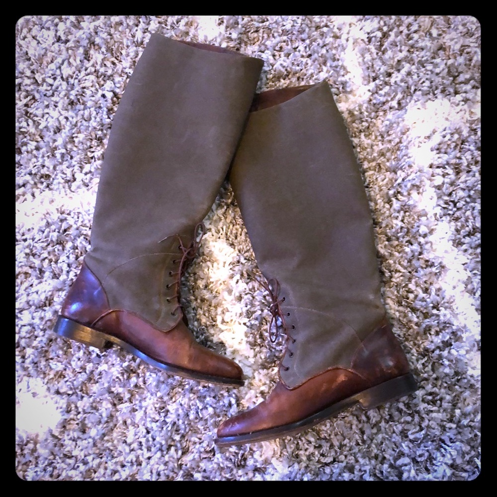 Vintage COLE HAAN canvas leather boots Size 6B